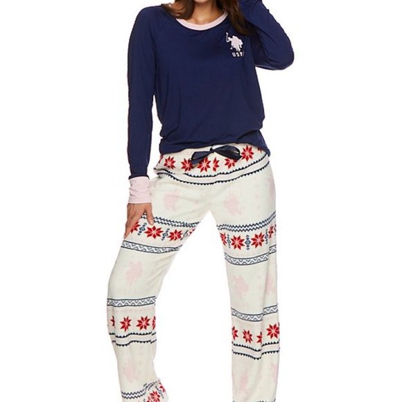 NWT U.S. Polo Assn. | Navy & White Fair Isle Pajama Set - M - Picture 1 of 2